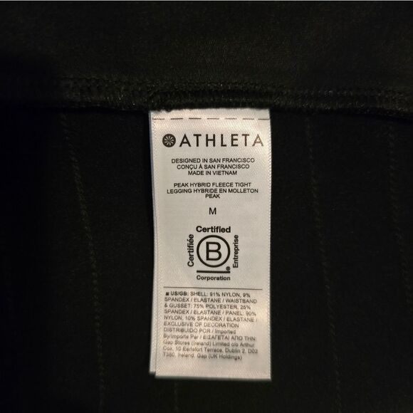 Athleta Peak Hybrid Fleece Tight In Black Size Medium - Picture 3 of 13